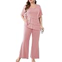 ZOMVA Plus Size Sparkly Pant Suits 2 Piece Sets Dressy Mother of the Bride Groom Wedding Guest Party Formal Outfits