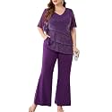 ZOMVA Plus Size Sparkly Pant Suits 2 Piece Sets Dressy Mother of the Bride Groom Wedding Guest Party Formal Outfits