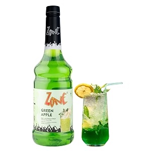 zone green apple flavoured syrup 1000ml  tangy fruit syrup amp drink mixer for cocktails mocktails mojitos sodas smoothies lemonades iced teas amp summer coolers  non alcoholic mix more servings perfect for horeca  premium bar syrup 1 litre