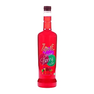 zone strawberry flavoured bar syrup 1000ml bottle  suitable for cocktails mocktail drinks juices beverages and more  non alcoholic mix  30 flavours available