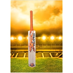 in the zone full size cricket bat ideal for age 15 yrs with anti scuff sheet toe and cover zone orange sticker orange grip himachal willow cricket bat