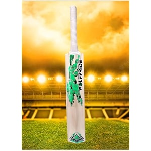 in the zone full size cricket bat ideal for age 15 yrs with anti scuff sheet toe and cover zone green sticker white grip himachal willow cricket bat