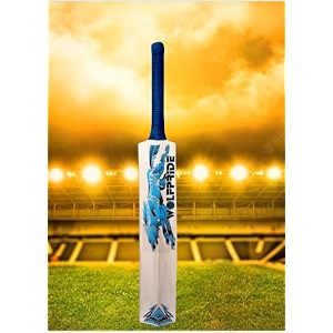 in the zone full size cricket bat ideal for age 15 yrs with anti scuff sheet toe and cover zone blue sticker blue grip himachal willow cricket bat