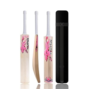 in the zone himachal willow cricket bat full size ideal for age 15 yrs with anti scuff sheet toe and cover zone pink sticker amp white grip