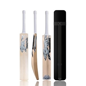 in the zone himachal willow cricket bat full size ideal for age 15 yrs with anti scuff sheet toe and cover zone gray sticker amp white grip