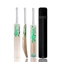 in The Zone Himachal Willow Cricket Bat, Full Size Ideal for Age 15+ Yrs with Anti Scuff Sheet, Toe, and Cover, Zone Green Sticker &amp; White Grip