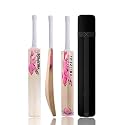 in The Zone Himachal Willow Cricket Bat, Full Size Ideal for Age 15+ Yrs with Anti Scuff Sheet, Toe, and Cover, Zone Pink Sticker &amp; White Grip