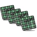 ZONETECH Green Plaid Warming Pad Cozy Warmth in Cold Weather, Perfectly Sized for Comfort and Portability for Pets 4 Pack