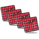 ZONETECH Red Plaid Warming Pad Cozy Warmth in Cold Weather,Perfectly Sized for Comfort and Portability for Pets 4 Pack