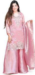 ZONFAB Embroidered Kurta Sharara Dupatta Set