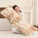 ZonLi Fluffy Body Pillow for Adults, Fuzzy Faux Fur Long Pillow with Shredded Memory Foam, Adjustable Support for Side Sleepers, Gifts, 20 x 54 Inch, Light Tan