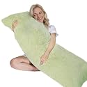 ZonLi Fluffy Body Pillow, Full Body Pillows for Adults, Long Pillow for Sleeping with Removable Cover and Adjustable Filling for Side Sleeper &amp; Pregnancy, Large and Firm, Machine Washable (Green)