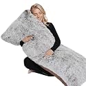 ZonLi Fluffy Body Pillow, Full Body Pillows for Adults, Long Pillow for Sleeping with Removable Cover and Adjustable Filling for Side Sleeper &amp; Pregnancy, Large and Firm, Machine Washable (Coffee)