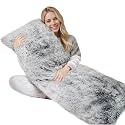 ZonLi Fluffy Body Pillow, Full Body Pillows for Adults, Long Pillow for Sleeping with Removable Cover and Adjustable Filling for Side Sleeper & Pregnancy，Large and Firm Pillow, Machine Washable(Grey)
