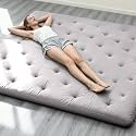 ZonLi Japanese Floor Futon Mattress Queen Size 80"x 60", 100% Cotton Cover 4'' Thicken Tatami Mattress, Foldable Sleeping Pad, Portable Dormitory Tatami Mat, Roll Up Floor Lounger Bed for Adult