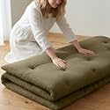 ZonLi Japanese Floor Futon Mattress Twin Size 39"x 80",100% Cotton 2.5'' Thicken Tatami Mattress,Foldable Sleeping Pad,Portable Dormitory Tatami Mat,Roll Up Floor Lounger Bed for Adult (Winter Moss)