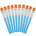Zonon 10 Pcs 1 Inch Flat Head Paint Brushes for Acrylic Painting, Sky Blue