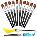 Zonon 10 Pcs 1 Inch Flat Head Paint Brushes for Acrylic Painting, Black