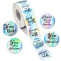 Zonon 1000 Pcs Appreciation Stickers Motivational, Holographic, 1.5 Inch