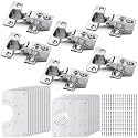 Zonon 18 Pcs Cabinet Hinge Repair Plate, Stainless Steel Hinge Repair Kit, Kitchen Cupboard Door Brackets, Household Fixing Plate with Mounting Screw (18 Service Panel+6 Hinges+108 Screws)