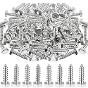 Zonon 200 Pcs 1/4" X 1" 304 Stainless Steel Lag Screw for Wood, Silver