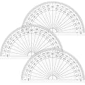 Zonon 3 Pcs 4 Inch Plastic Clear Protractor Bulk Math Protractors Set