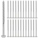 Zonon 25 Pcs 3/8" X 6" 304 Stainless Steel Lag Screw for Wood, Silver