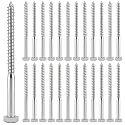 Zonon 50 Pcs 1/4" X 3-1/2" 304 Stainless Steel Lag Screw for Wood, Silver