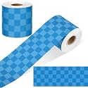 Zonon 65 Feet Blue Checkerboard Bulletin Board Borders, Checker Paper