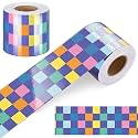 Zonon 65 Feet Colorful Checkered Bulletin Board Border for Classroom