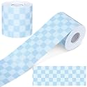 Zonon 65 Feet Light Blue Checkered Bulletin Board Border for Classroom