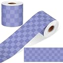 Zonon 65 Feet Purple Checkerboard Bulletin Board Borders, Checker Paper
