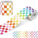 Zonon 65 Feet Rainbow Checkered Bulletin Board Border