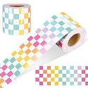 Zonon 65 Feet Rainbow Pastel Checkered Bulletin Board Border for Classroom