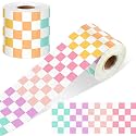 Zonon 65 Feet Rainbow Pastel Checkered Bulletin Board Border for Classroom
