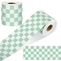 Zonon 65 Feet Sage Green Checkered Bulletin Board Border, Straight Trim