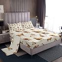 Zoo Animal 4 Pieces Sheet With 26 Inch Deep Pockets Cute Giraffe Lion Bedding for Kids Boys Girls Teens Room Decor Cartoon Animal Bed Sheets Set Queen Size Wildlife Breathable Soft Microfiber