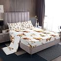 Zoo Animal Bedding for Girls Boys Kids Full Size Cute Giraffe Bed Sheets Set Room Decor Cartoon Animal 4 Pieces Sheet With 26 Inch Deep Pockets White Brown Breathable Soft Lightweight Microfiber