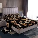 Zoo Animal Bedding for Girls Boys Kids Queen Size Cute Giraffe Bed Sheets Set Room Decor Cartoon Animal 4 Pieces Sheet With 26 Inch Deep Pockets Black Brown Breathable Soft Lightweight Microfiber