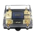 ZOOKOTO 250A Fuse Holder,Car Stereo Audio Led Display Digital Voltage Inline ANL Fuse Holder 0GA(2GA/4GA)*1 in 0GA2GA/4GA)*2 out with two 250 Amp Fuses