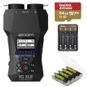 Zoom H1 XLR 32-Bit Float Handy Recorder, Bundle with 64GB Memory Card, 4x AA NiMH Batteries - GX-CH-AA4 4-Bay Charger
