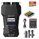 Zoom H1 XLR 32-Bit Float Handy Recorder, Bundle with 64GB UHS-I microSDXC Memory Card with SD Adapter, Wireless Lavalier Mic, 4x AA NiMH Batteries, and 4-Bay Charger