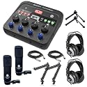 Zoom PodTrak P4next Audio Interface with 2x StreamEye PDM-3 Podcast Equipment Bundles and 2x Adjustable Microphone Boom Arms