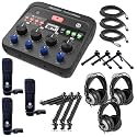 Zoom PodTrak P4next Audio Interface with 3x StreamEye PDM-3 Podcast Equipment Bundles and 3x Adjustable Microphone Boom Arms