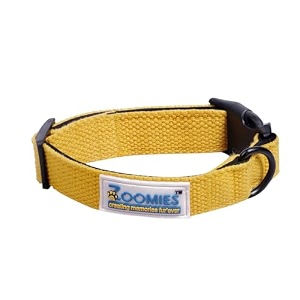 zoomies dog collar premium soft padded cotton with buckle closure comfortable for medium dogs  yellow
