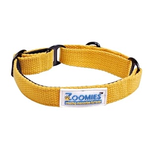 zoomies martingale dog collar premium soft padded cotton no-pull training design large yellow 74 x 38 cm