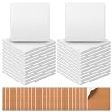 Zopeal 48 Pcs Ceramic Tiles for Craft with Cork Backing Pad, Square