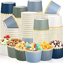 Zopeal 96 Pcs Dusty Blue and Green Disposable Ice Cream Bowls