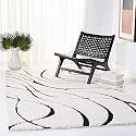 Super Soft Microfiber Abstract Kitchen Designer Anti Slip Kitchen Runner Rug Microfiber Premium Runner Shaggy Carpet (12 X 15 Feet_Ivory/Black)
