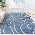 Super Soft Microfiber Abstract Kitchen Designer Anti Slip Kitchen Runner Rug Microfiber Premium Runner Shaggy Carpet (3 X 5 Feet_Light Blue/Cream)